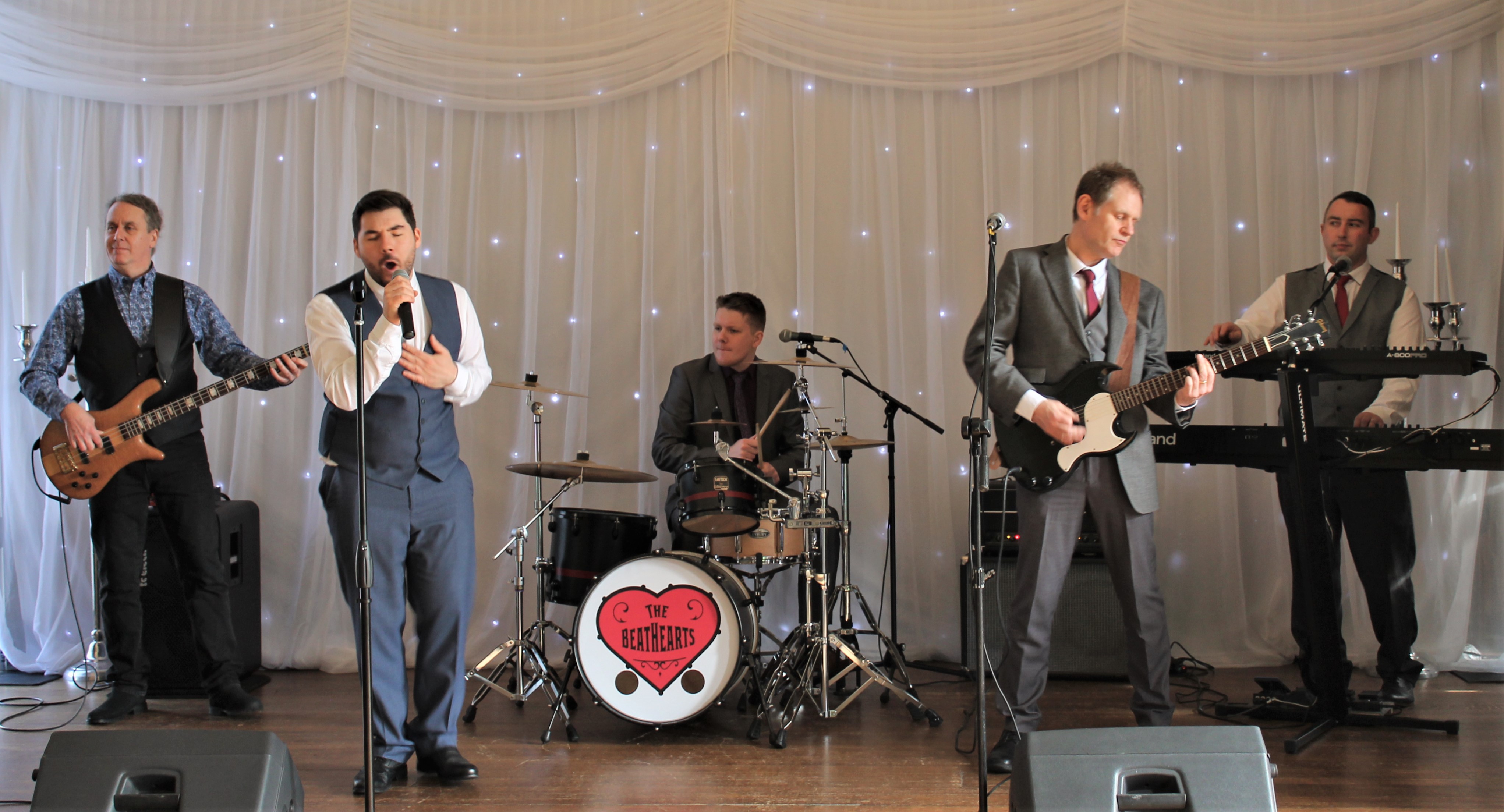 Wedding band, the Beathearts, in action.
